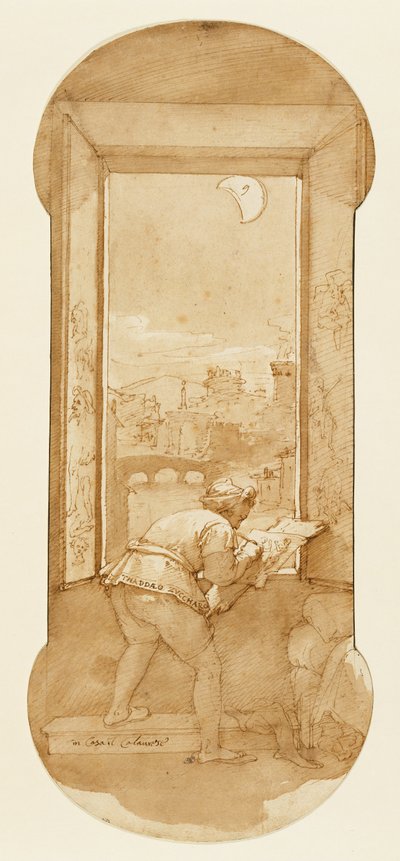 Taddeo disegna al chiaro di luna nella casa dei Calabresi da Federico Zuccaro